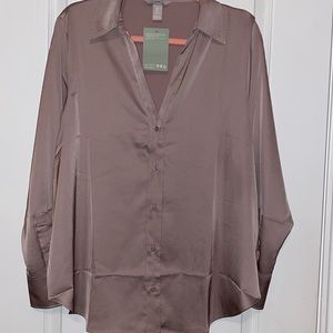 NWT ROSE GOLD SILKY BLOUSE